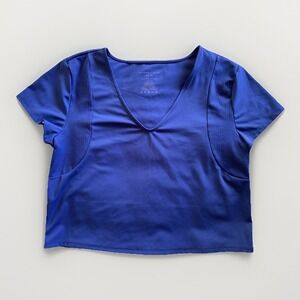 Sincerely Jules‎ Active Womens Cropped Periwinkle Blue Workout Top T-Shirt Sz M